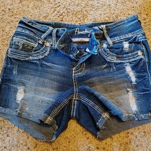 Amethyst distressed denim shorts